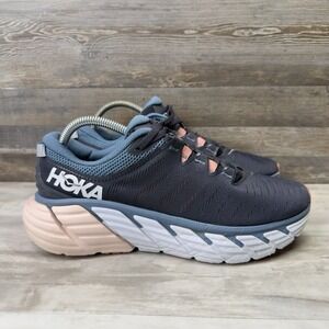 Hoka One One Women's Dark Gray and Pink Athletic Running Shoes